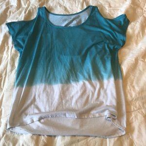 Maurice’s cold shoulder, back cutout t-shirt